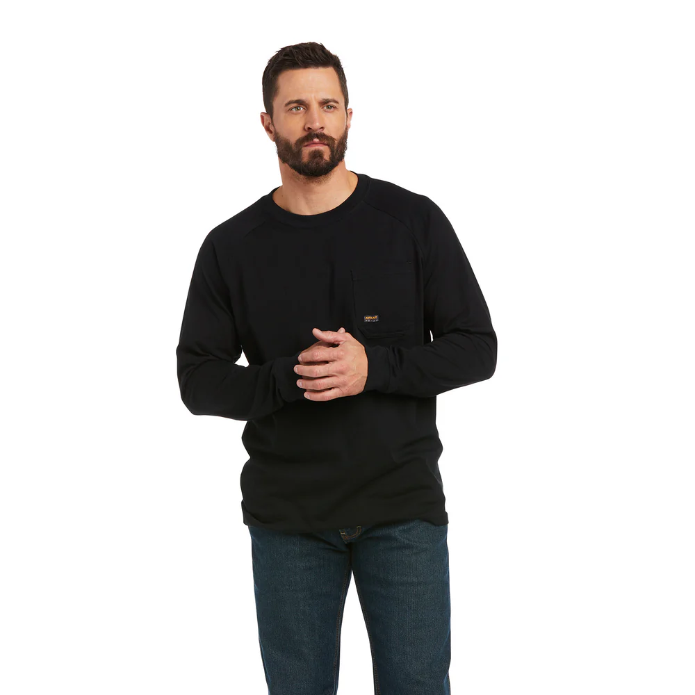 REBAR COTTON-STRONG ROUGHNECK GRAPHIC LONG-SLEEVE T-SHIRT - 001-Black | Ariat 10037654 - Image 2