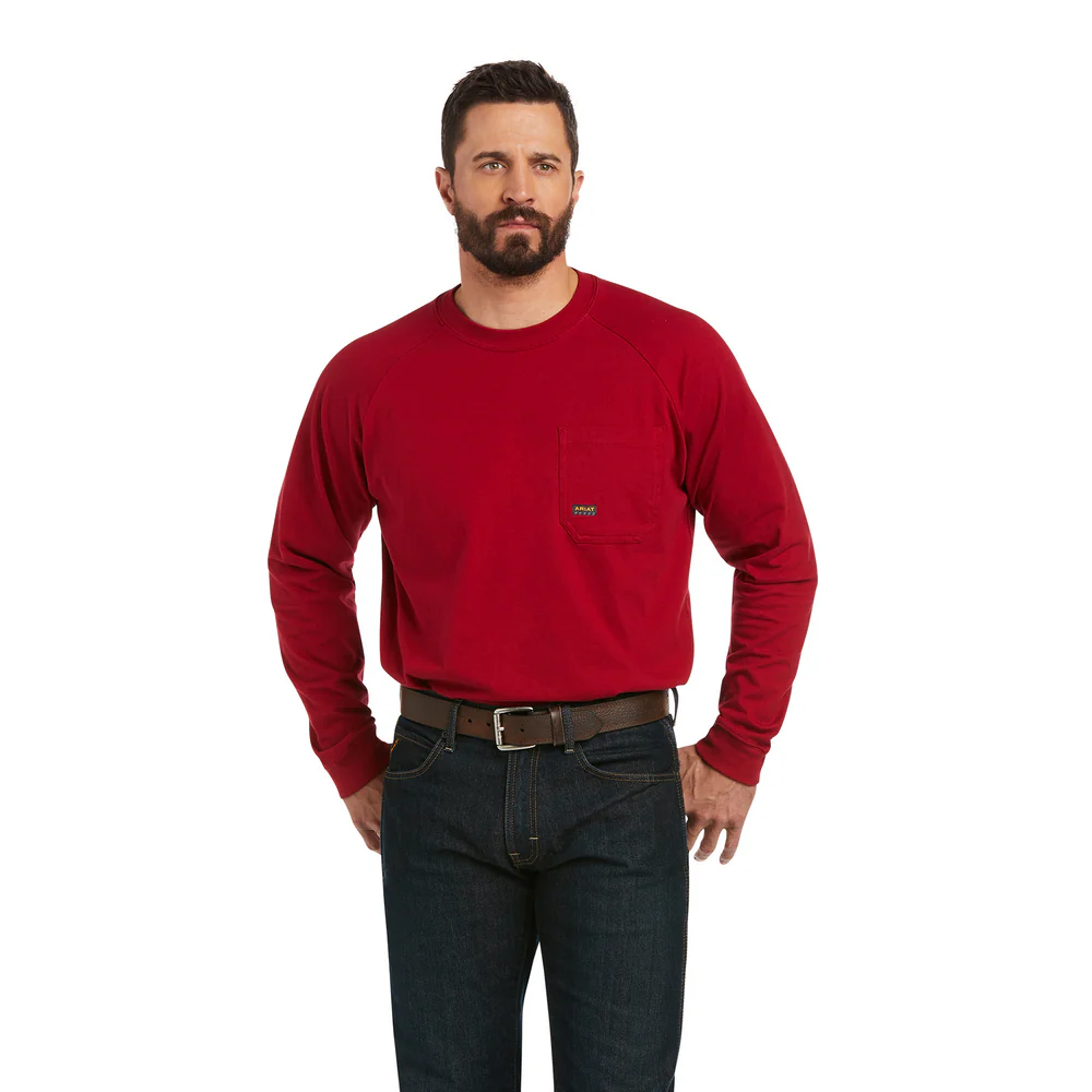 REBAR COTTON-STRONG ROUGHNECK GRAPHIC LONG-SLEEVE TEE - 600-Red | Ariat 10037655 - Image 2