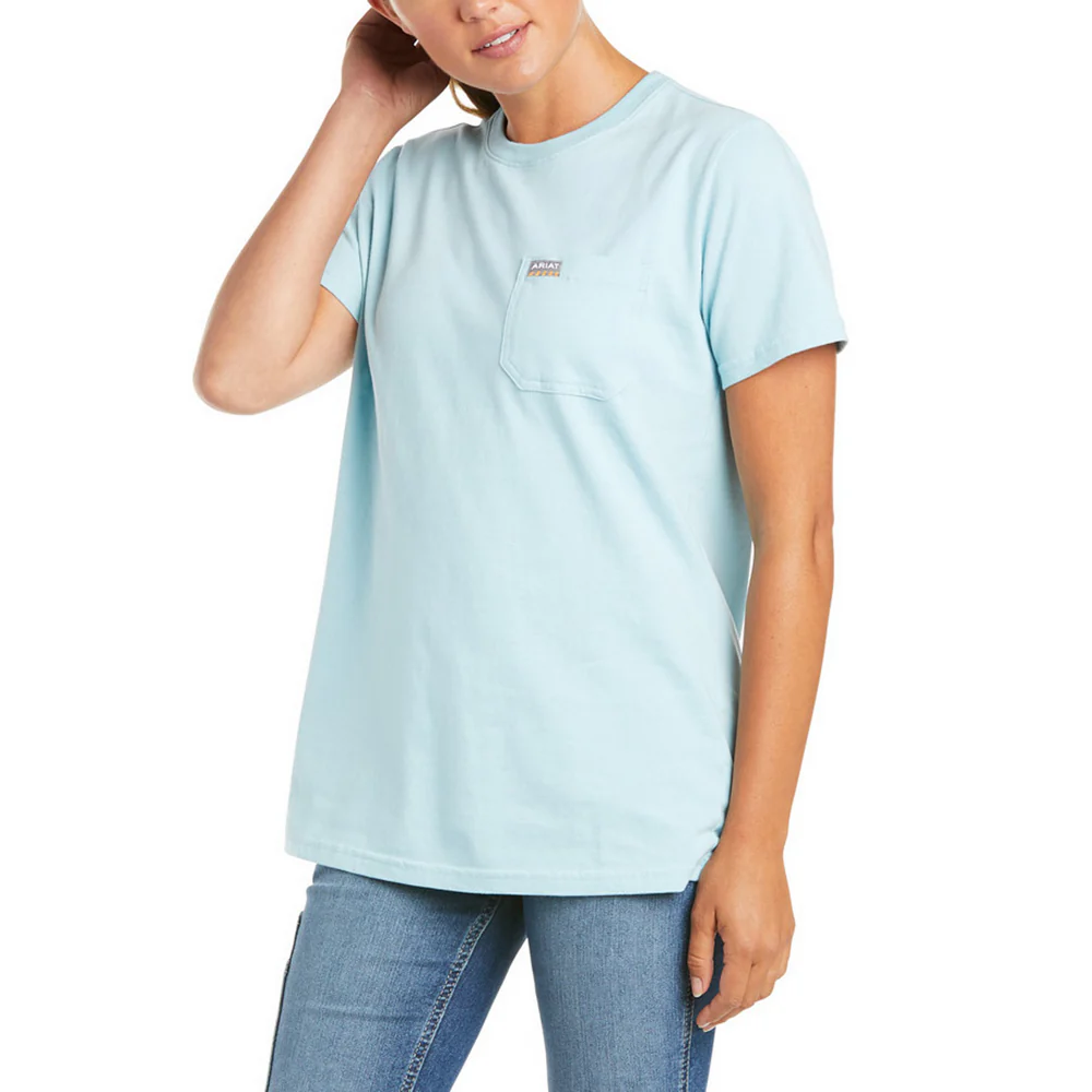 REBAR COTTON STRONG SHORT-SLEEVE TOP - 400-Blue | Ariat 10035412