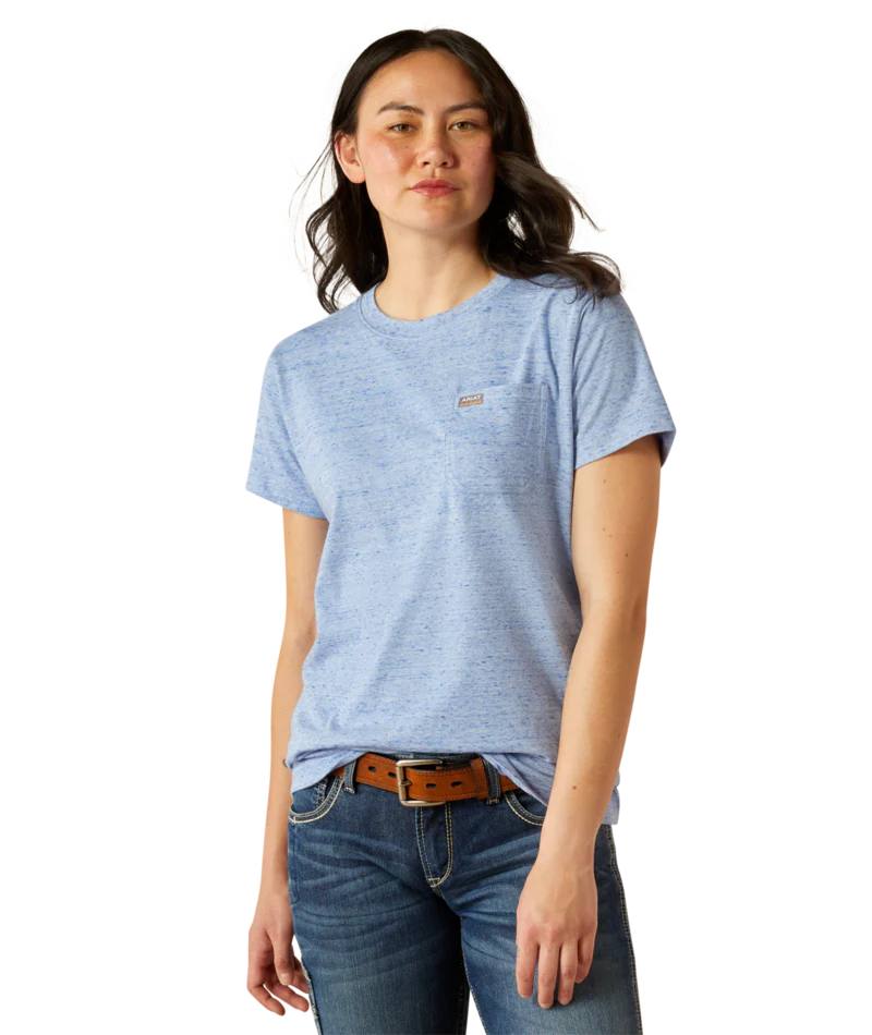 Rebar Cotton Strong Space Dyed T-Shirt - 420-Wedgewood | Ariat 10054872