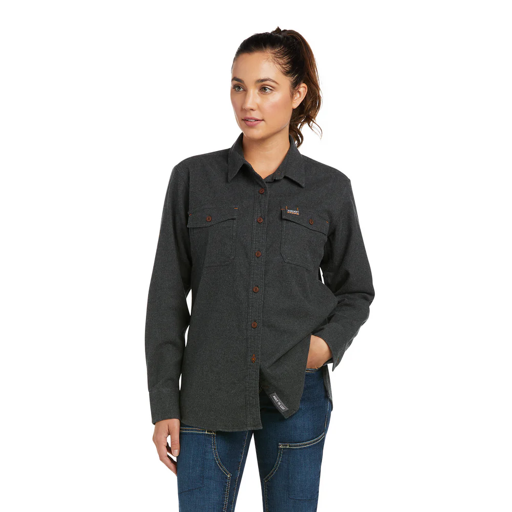 REBAR DURASTRETCH FLANNEL LONG-SLEEVE WORK SHIRT - 400-Blue | Ariat 10037478