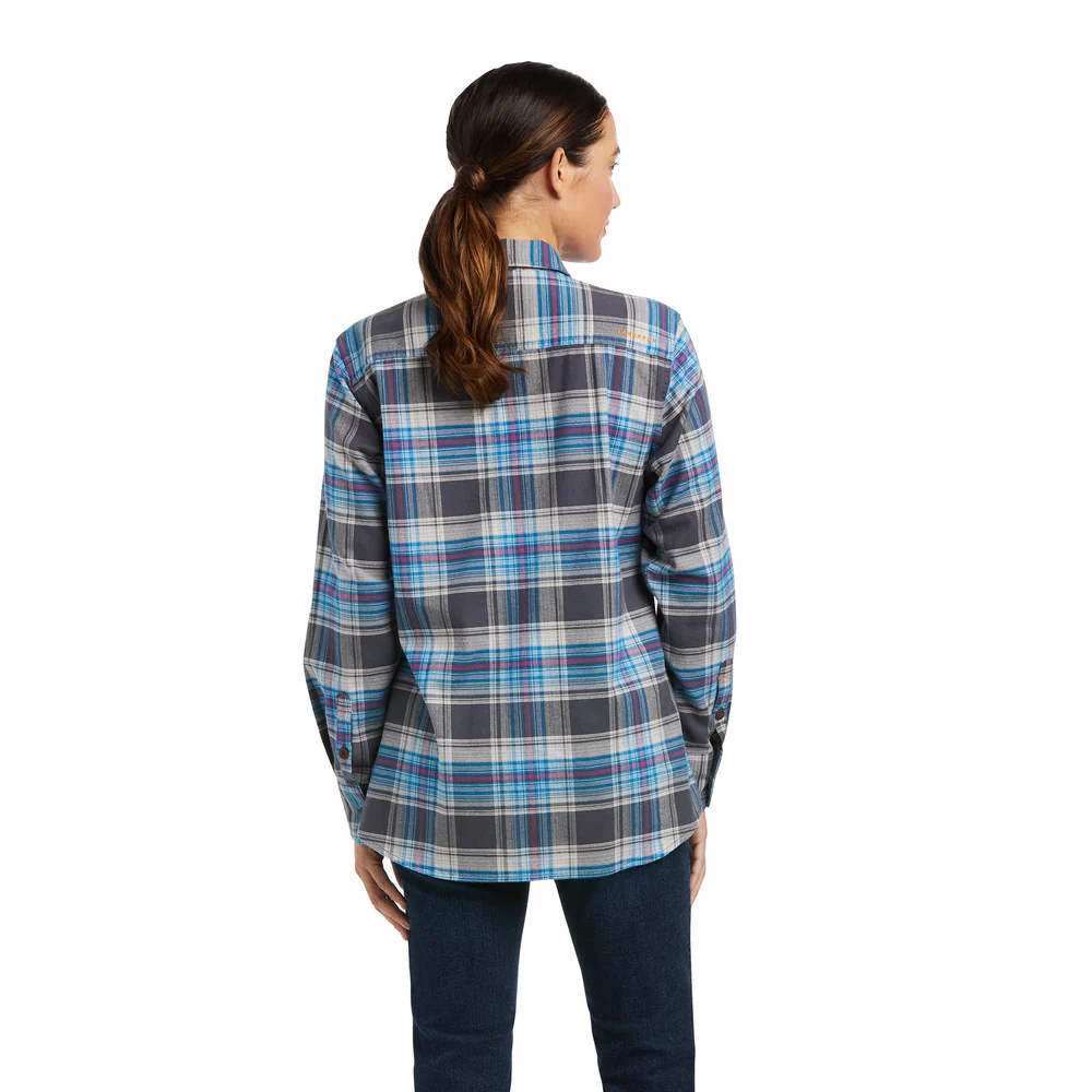 REBAR DURASTRETCH LONG-SLEEVE FLANNEL TOP - 010-Charcoal | Ariat 10037477 - Image 2