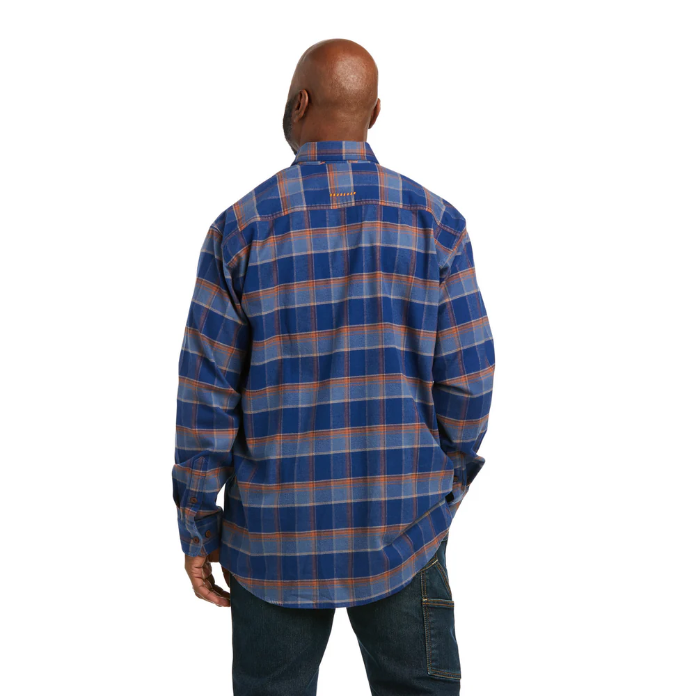 REBAR FLANNEL DURASTRETCH LONG-SLEEVE SHIRT - 400-Blue | Ariat 10037409 - Image 2