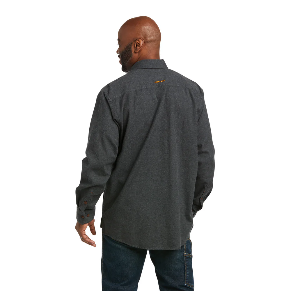 REBAR FLANNEL DURASTRETCH LONG-SLEEVE TOP - 010-Charcoal | Ariat 10037412 - Image 2