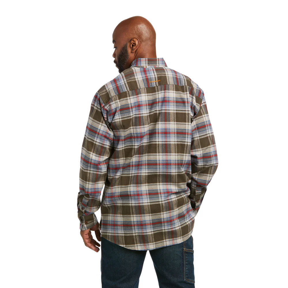 REBAR FLANNEL DURASTRETCH LONG-SLEEVE WORK TOP - 010-Charcoal | Ariat 10037411 - Image 2