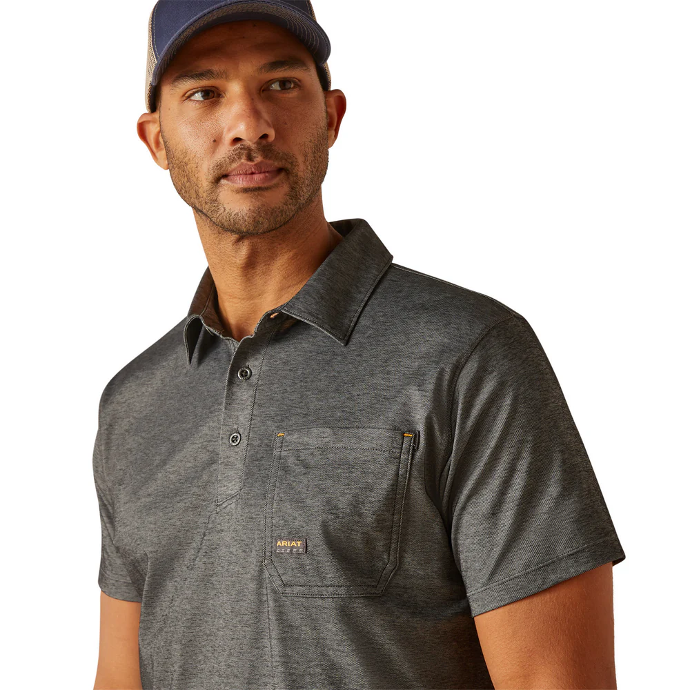 Rebar Foreman Polo - 010-Charcoal Heather | Ariat 10048617 - Image 2