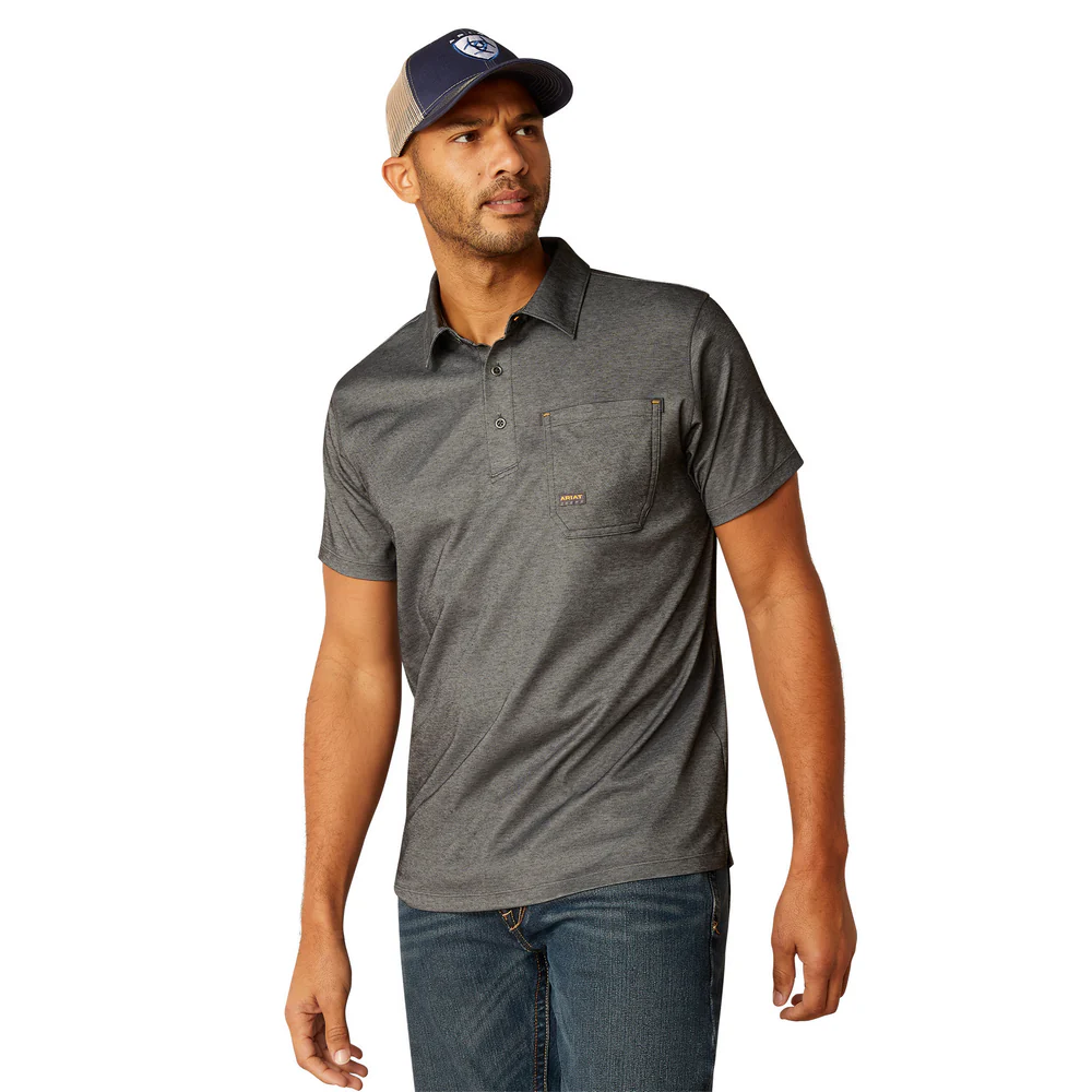 Rebar Foreman Polo - 010-Charcoal Heather | Ariat 10048617 - Image 3