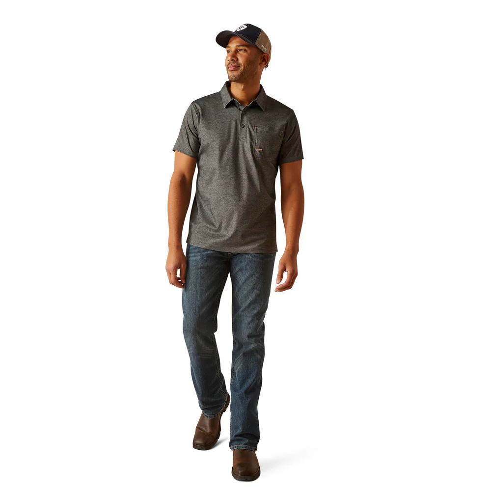 Rebar Foreman Polo - 010-Charcoal Heather | Ariat 10048617 - Image 4