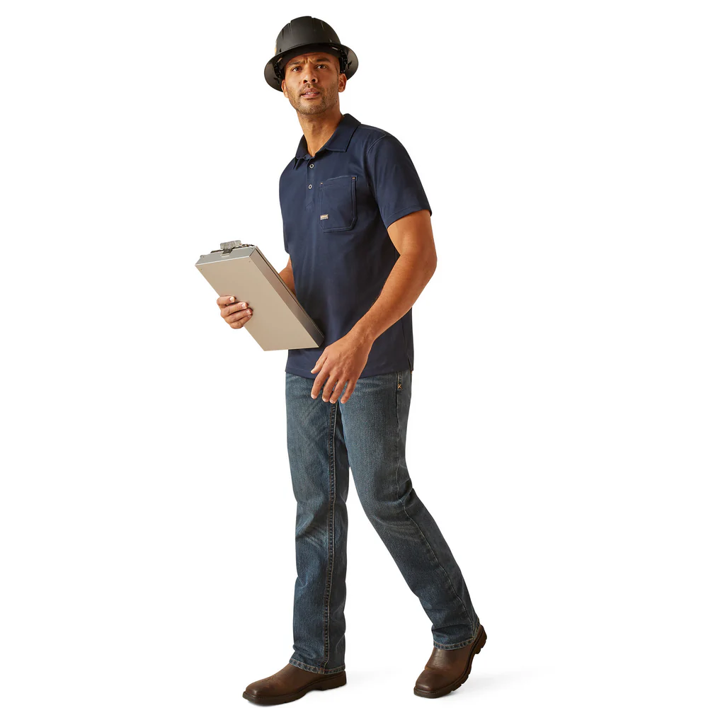 Rebar Foreman Polo - 410-Navy | Ariat 10048615 - Image 4