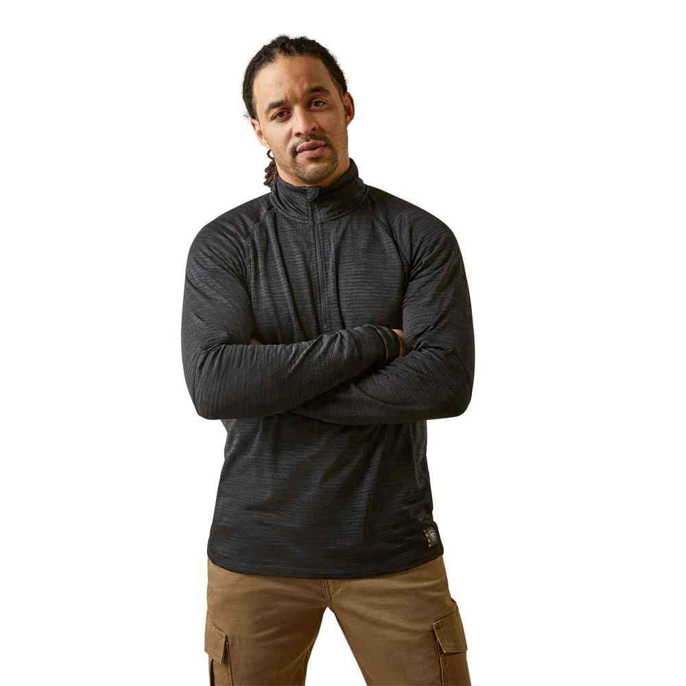 Rebar Gridwork 1/4 Zip Baselayer - 001-Black | Ariat 10046513 - Image 4