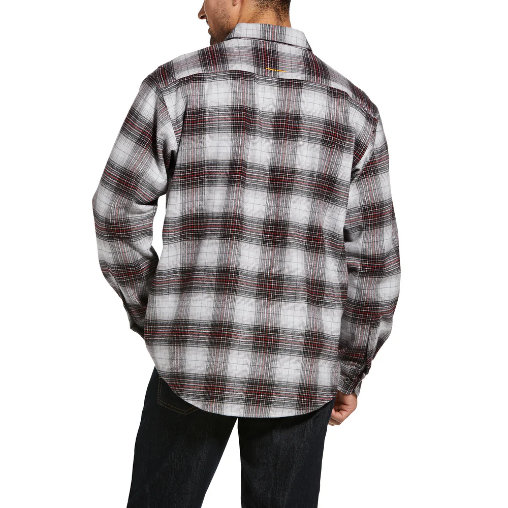 REBAR HEAVYWEIGHT FLANNEL SHIRT - 011-Heather Grey | Ariat 10033000 - Image 2