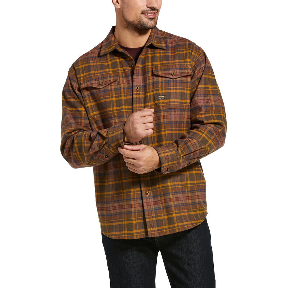 REBAR HEAVYWEIGHT FLANNEL WORK SHIRT - 200-Brown | Ariat 10032999
