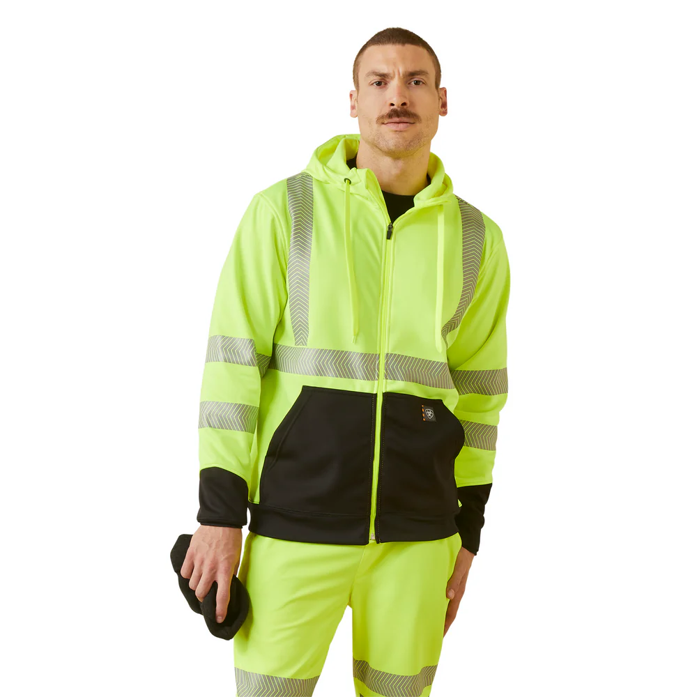 Rebar Hi-Vis Full Zip Hoodie - 700-Hi-Vis Yellow | Ariat 10041796 - Image 4