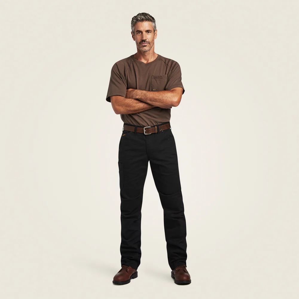 Rebar M5 Straight Durastretch Washed Twill Dungaree Straight Leg Pant - 001-Black | Ariat 10041065 - Image 5