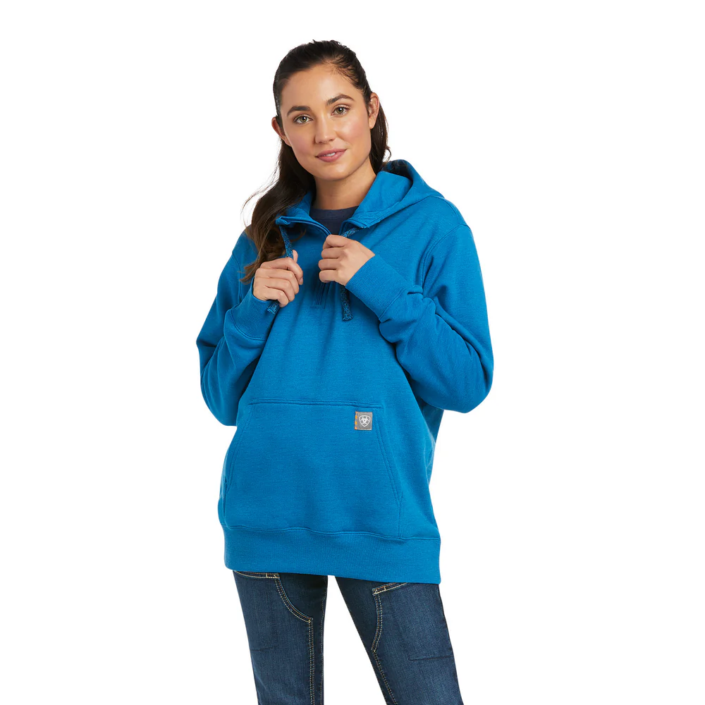 REBAR SKILL SET 1/2 ZIP HOODIE - 400-Blue | Ariat 10037659