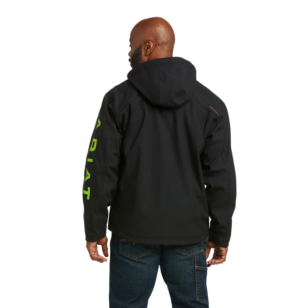 REBAR STRETCH CANVAS SOFTSHELL LOGO JACKET - 001-Black | Ariat 10037386 - Image 2