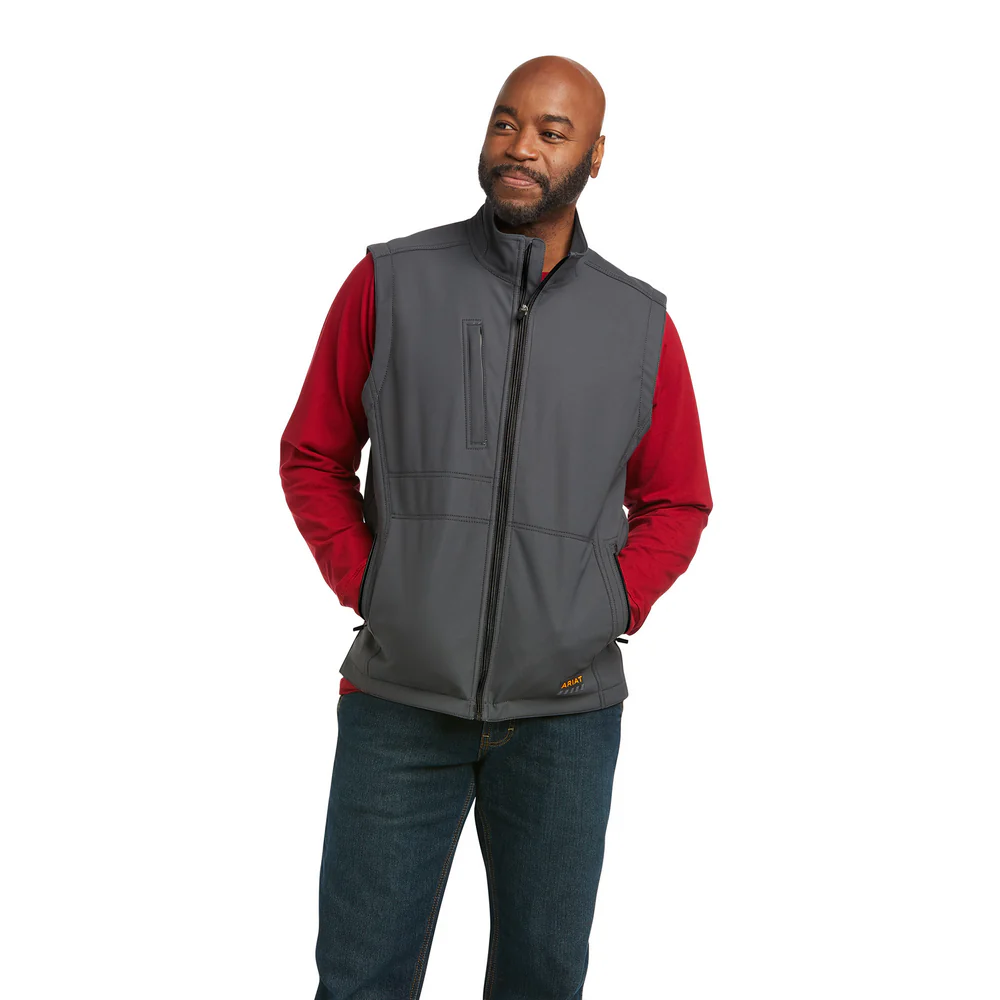 REBAR STRETCH CANVAS SOFTSHELL VEST - 020-Gray | Ariat 10037634