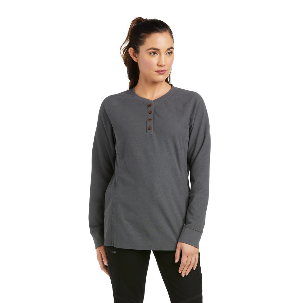 REBAR THERMAL LONG-SLEEVE HENLEY SHIRT - 020-Gray | Ariat 10037503