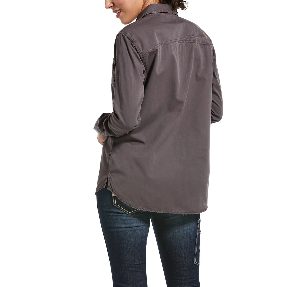 REBAR WASHED TWILL LONG-SLEEVE SHIRT - 020-Gray | Ariat 10032884 - Image 2