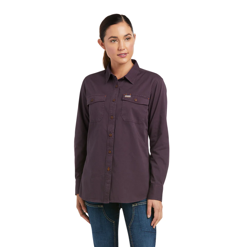 REBAR WASHED TWILL LONG-SLEEVE WORK SHIRT - 500-Purple | Ariat 10037591
