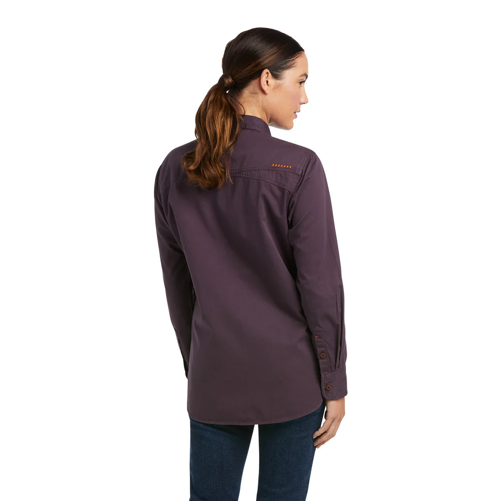 REBAR WASHED TWILL LONG-SLEEVE WORK SHIRT - 500-Purple | Ariat 10037591 - Image 2
