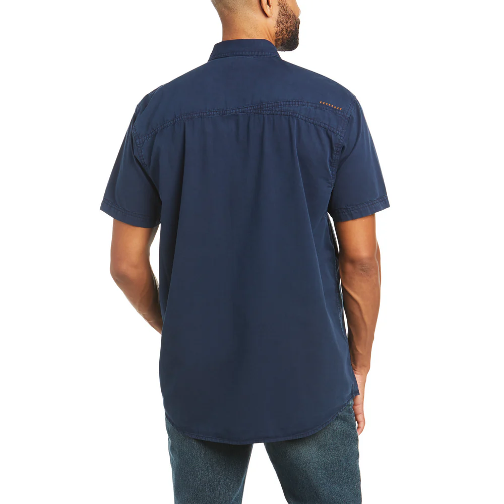 REBAR WASHED TWILL SHORT-SLEEVE WORK SHIRT - 400-Blue | Ariat 10035415 - Image 2