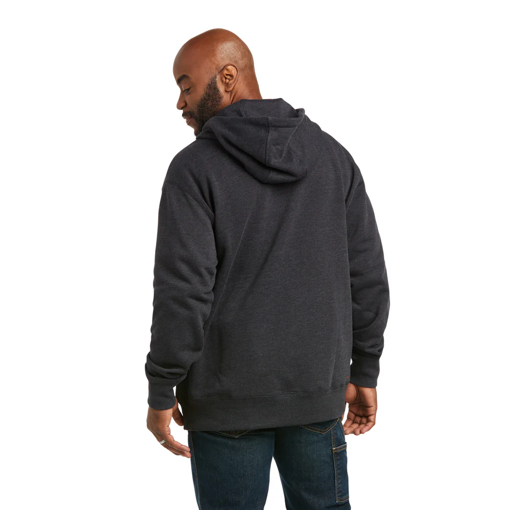 REBAR WORKMAN 1/4 ZIP HOODED SWEATSHIRT - 010-Charcoal | Ariat 10037726 - Image 2