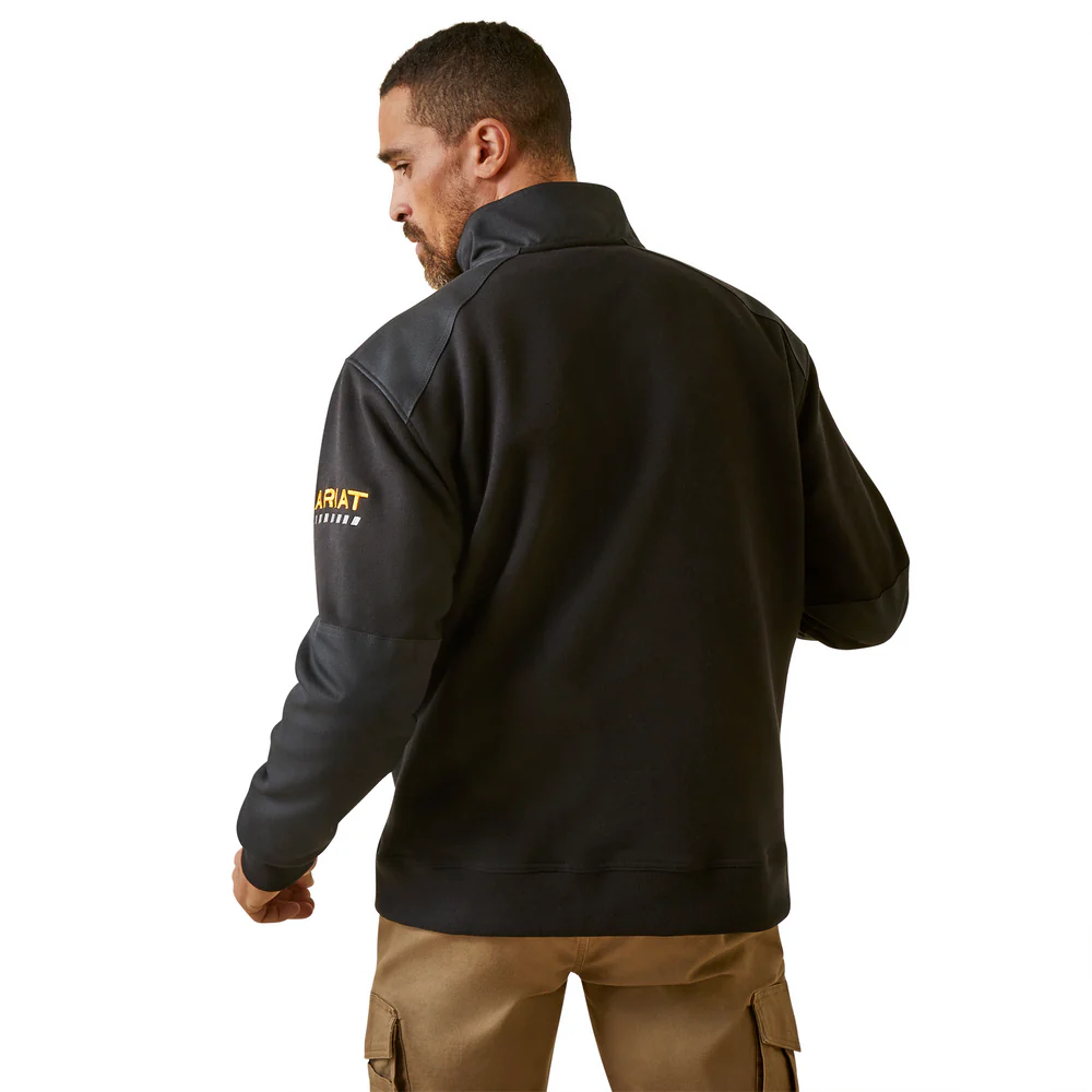 Rebar Workman Duracanvas 1/4 Zip Sweatshirt - 001-Black|Black | Ariat 10046401