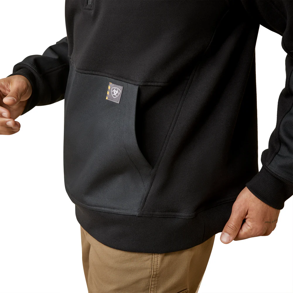 Rebar Workman Duracanvas 1/4 Zip Sweatshirt - 001-Black|Black | Ariat 10046401 - Image 2