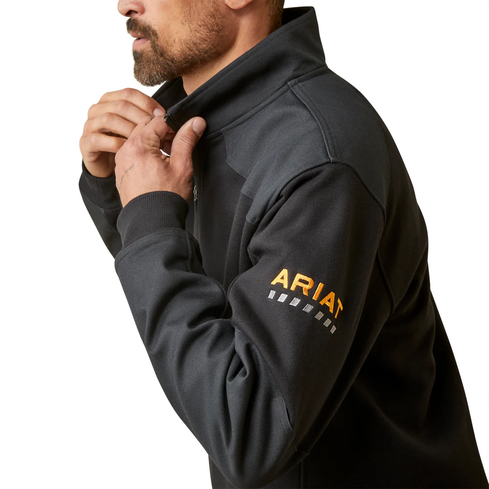 Rebar Workman Duracanvas 1/4 Zip Sweatshirt - 001-Black|Black | Ariat 10046401 - Image 3