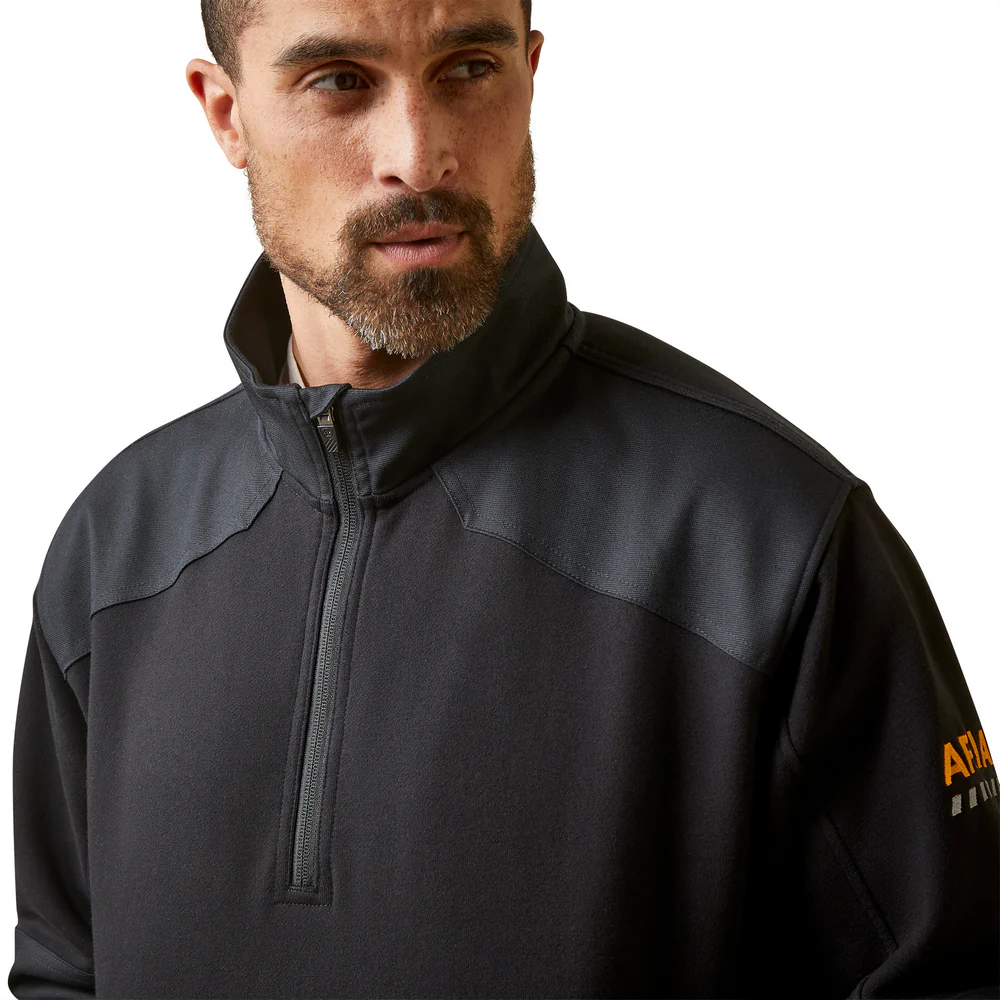 Rebar Workman Duracanvas 1/4 Zip Sweatshirt - 001-Black|Black | Ariat 10046401 - Image 5