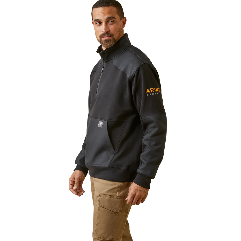 Rebar Workman Duracanvas 1/4 Zip Sweatshirt - 001-Black|Black | Ariat 10046401 - Image 6