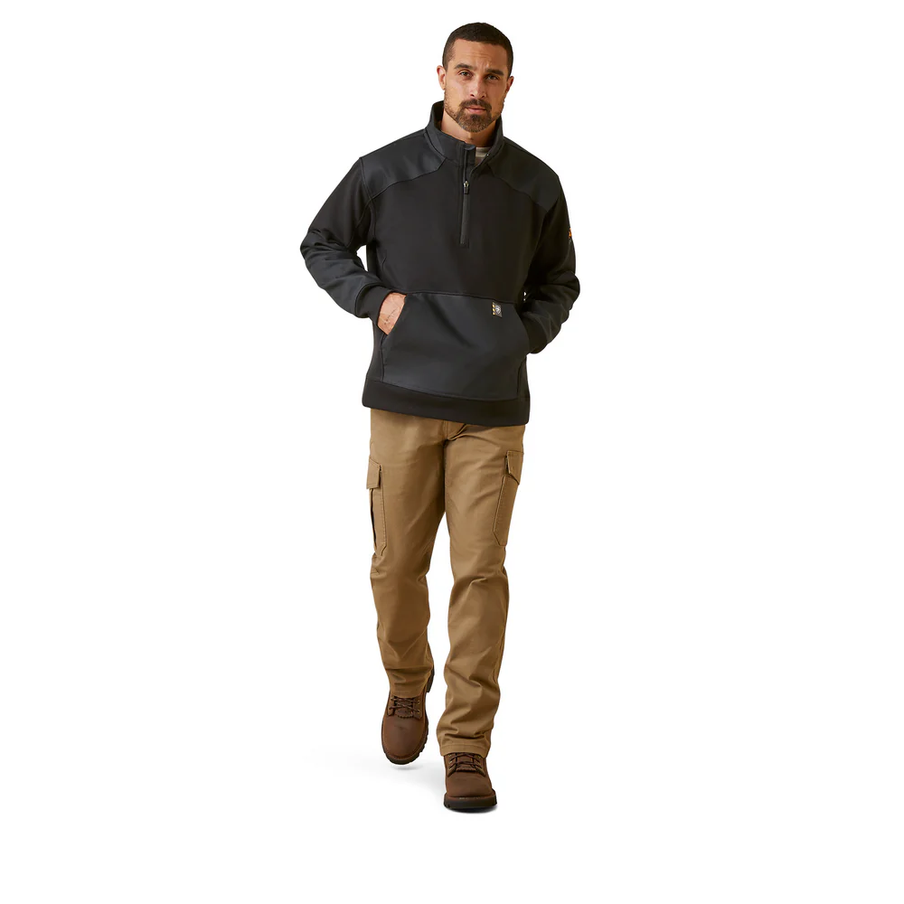 Rebar Workman Duracanvas 1/4 Zip Sweatshirt - 001-Black|Black | Ariat 10046401 - Image 7