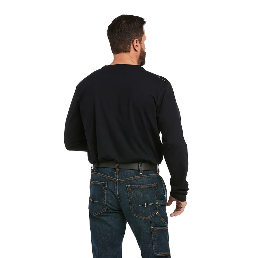 REBAR WORKMAN LOGO LONG-SLEEVE T-SHIRT - 001-Black | Ariat 10037405 - Image 2