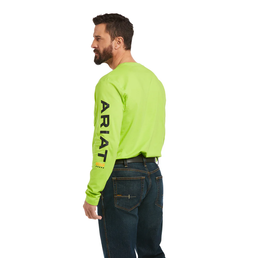 REBAR WORKMAN LOGO LONG-SLEEVE TEE - 011-Heather Grey | Ariat 10037406 - Image 2