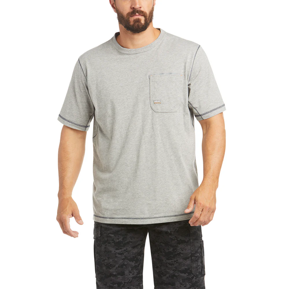 REBAR WORKMAN LOGO SHORT-SLEEVE T-SHIRT - 011-Heather Grey | Ariat 10035400 - Image 2
