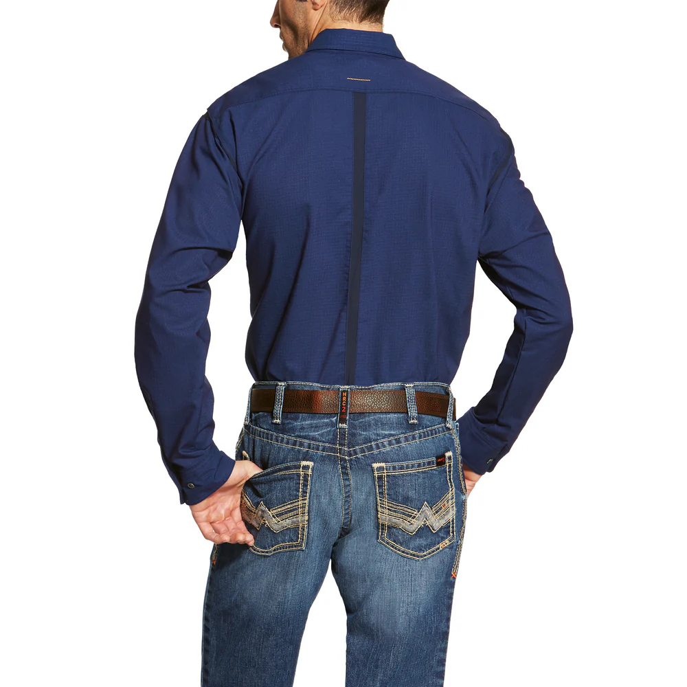 REBAR WORKMAN LONG SLEEVE WORK SHIRT - 410-Navy | Ariat 10019159 - Image 2