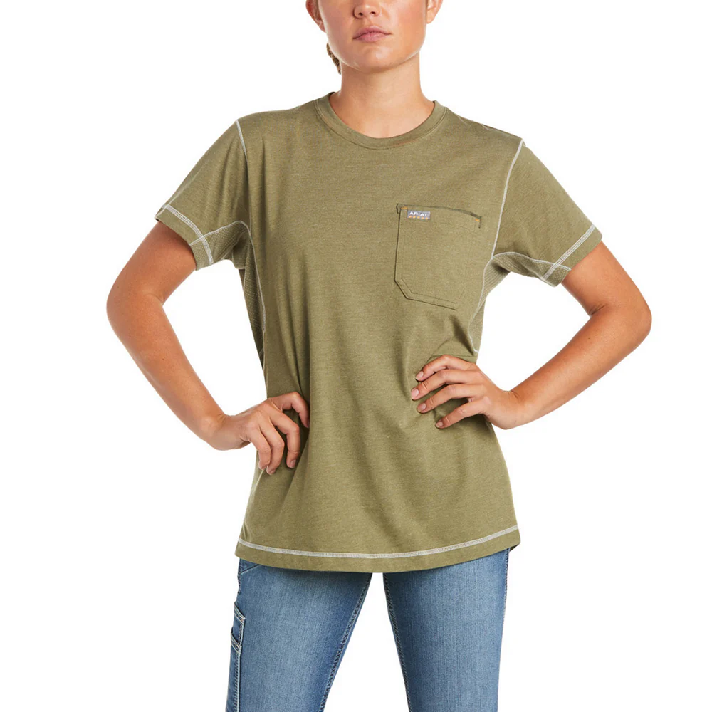 REBAR WORKWOMAN CAMO FLAG SHORT-SLEEVE TEE - 300-Green | Ariat 10035407 - Image 2