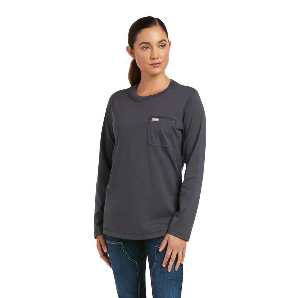 REBAR WORKWOMAN HIGH VOLTAGE LONG-SLEEVE T-SHIRT - 020-Gray | Ariat 10037707 - Image 2