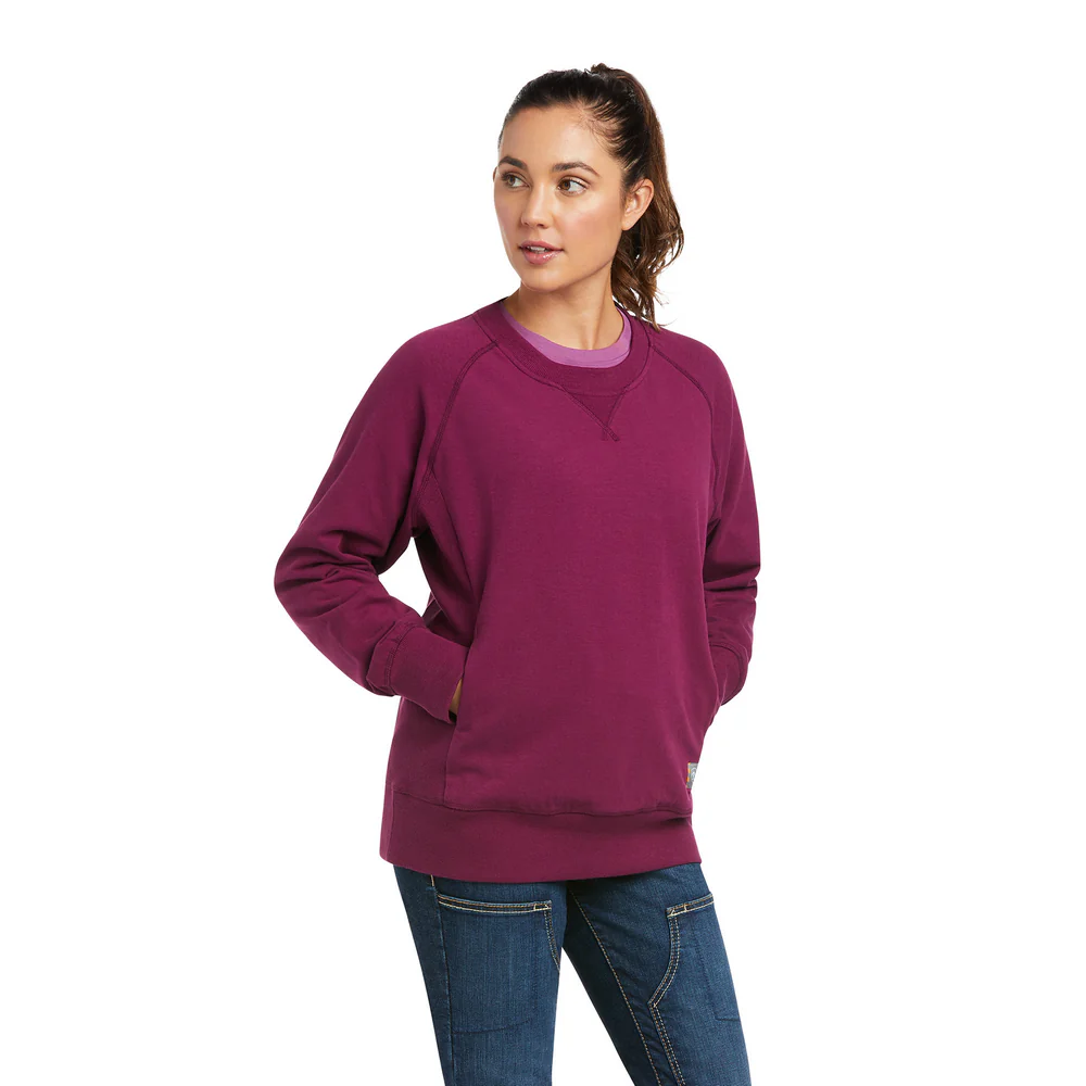 REBAR WORKWOMAN WASHED FLEECE PULLOVER SWEATSHIRT - 500-Purple | Ariat 10037604