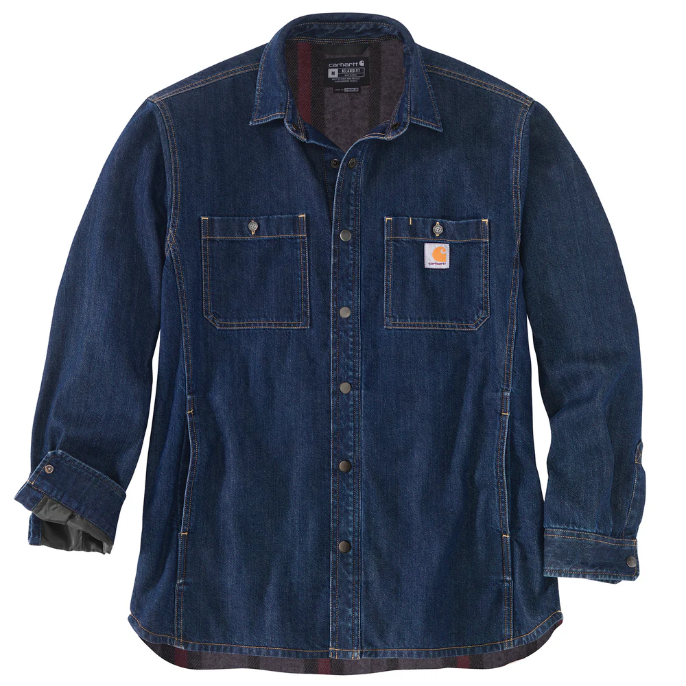 Relaxed Fit Denim Fleece Lined Snap-Front Shirt Jac - H84-Glacier | Carhartt 105605