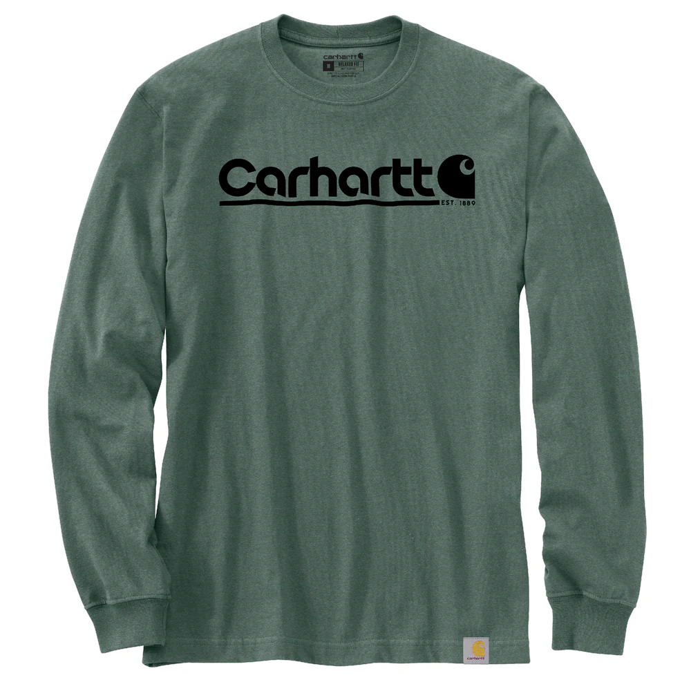 Relaxed Fit Heavyweight Long-Sleeve Logo Graphic T-Shirt - GI0-Frosted Balsam Heather | Carhartt 106362