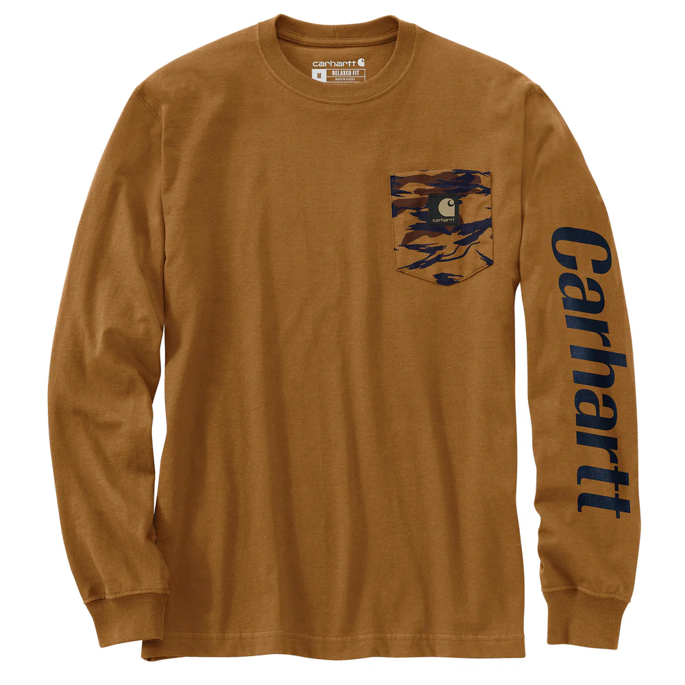 Relaxed Fit Heavyweight Long-Sleeve Pocket Camo Graphic T-Shirt - BRN-Carhartt Brown | Carhartt 106497