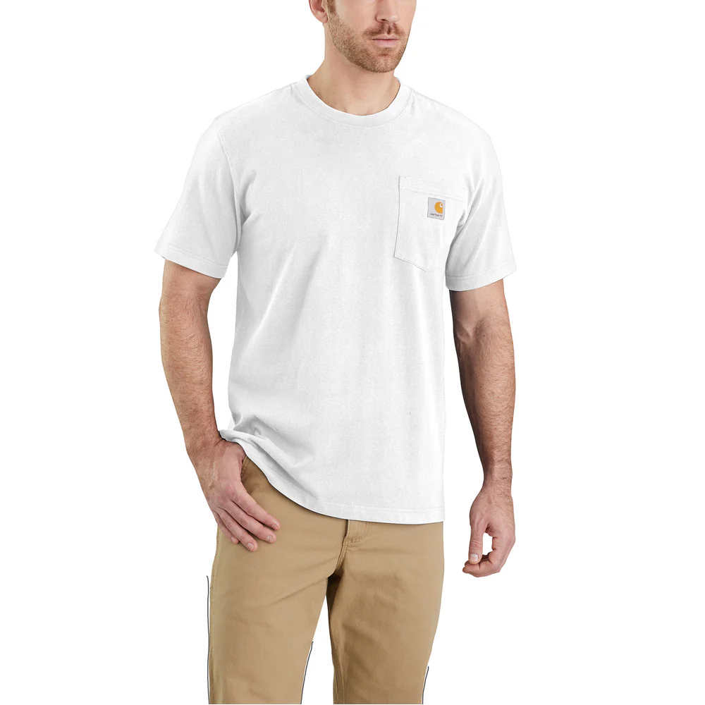 Relaxed Fit Heavyweight Short-Sleeve Pocket T-Shirt - 100-White | Carhartt 103296