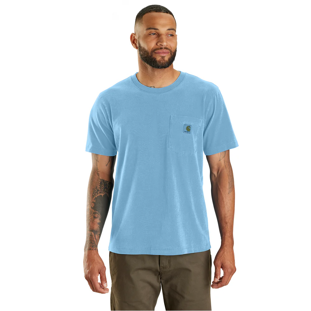 Relaxed Fit Lightweight Short-Sleeve Garment Dyed Pocket T-Shirt - HL6-Fresh Water | Carhartt 106252