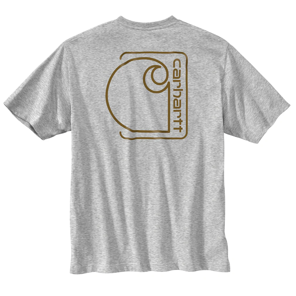 Relaxed Fit Lightweight Short-Sleeve Pocket C Graphic T-Shirt - HGY-Heather Grey | Carhartt 106760 - Image 3