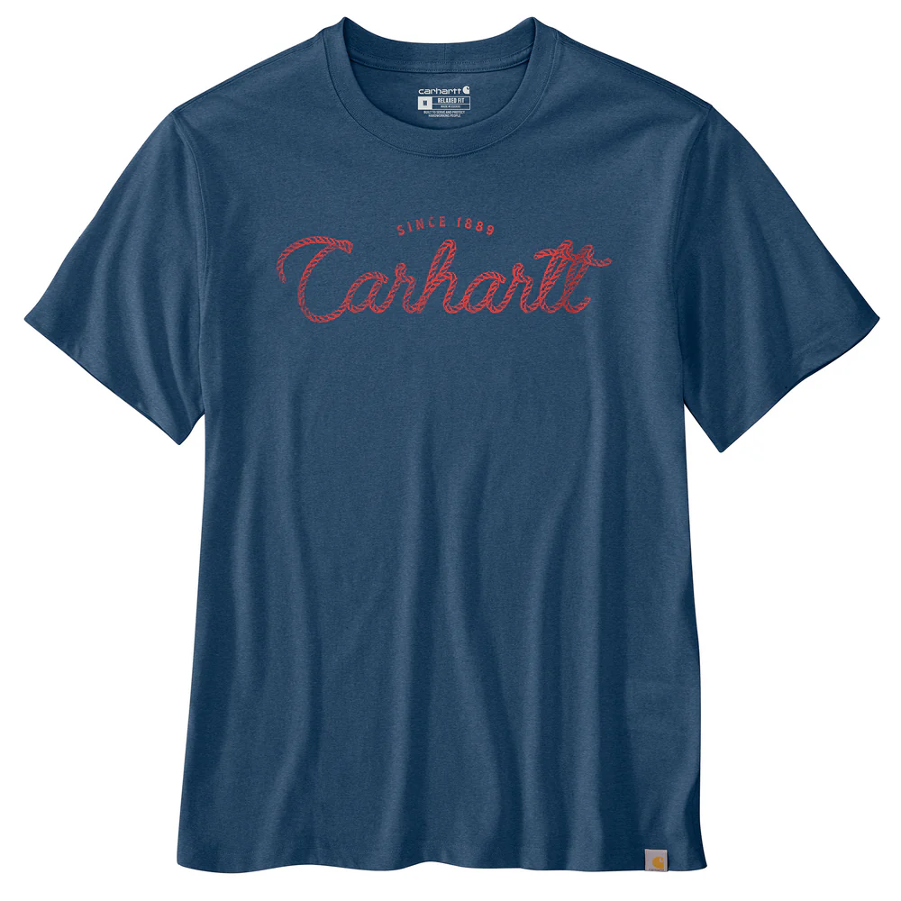 Relaxed Fit Lightweight Short-Sleeve Script Graphic T-Shirt - HL3-Deep Ocean Heather | Carhartt 106762 - Image 2