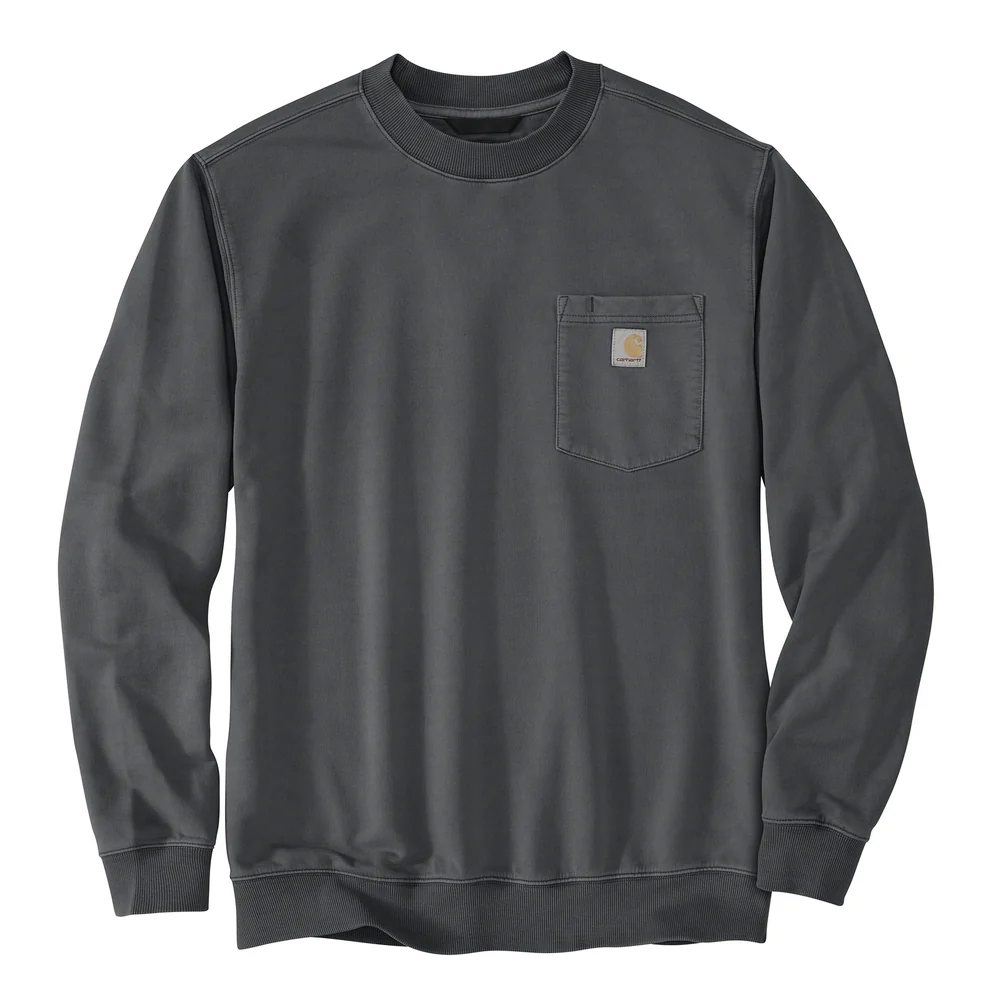 Relaxed Fit Midweight Garment Dye French Terry Crewneck Pocket Sweatshirt - 029-Shadow | Carhartt 106853