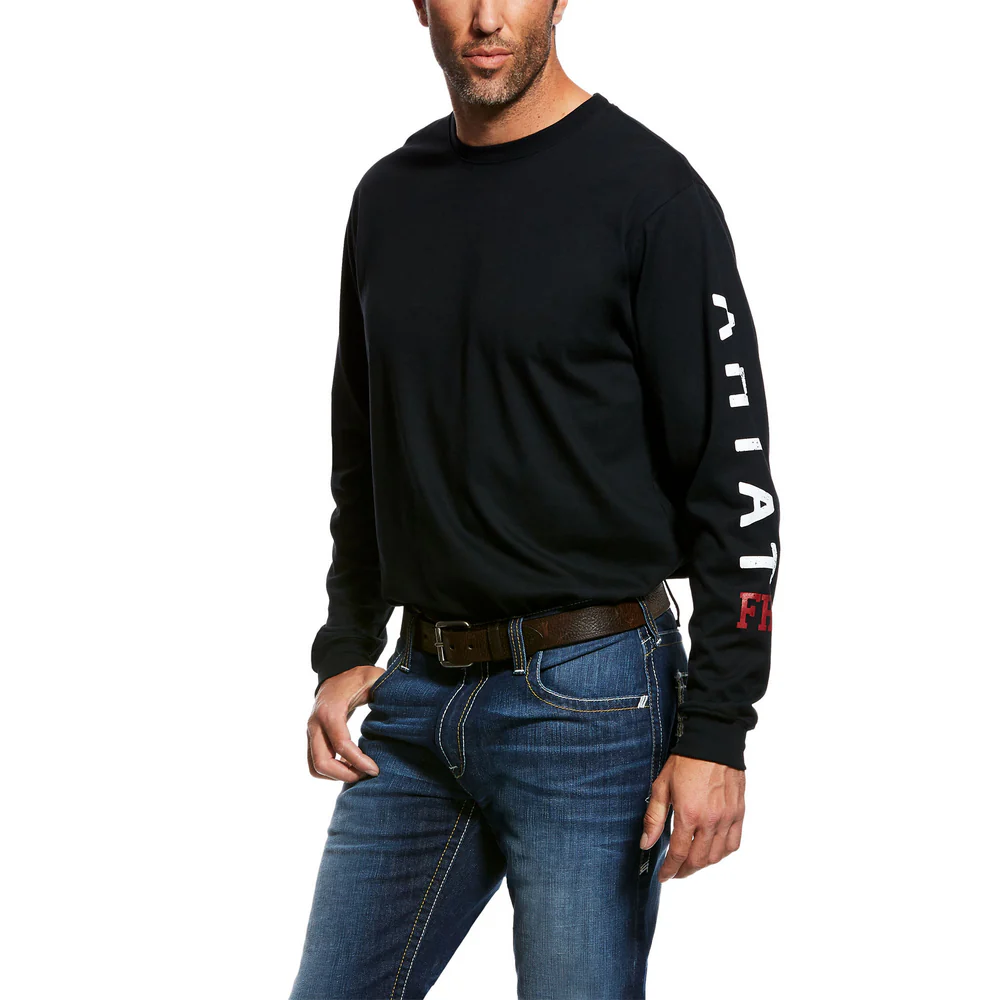 RUFFNECK SKULL LOGO LONG SLEEVE FR T-SHIRT - 001-Black | Ariat 10026434