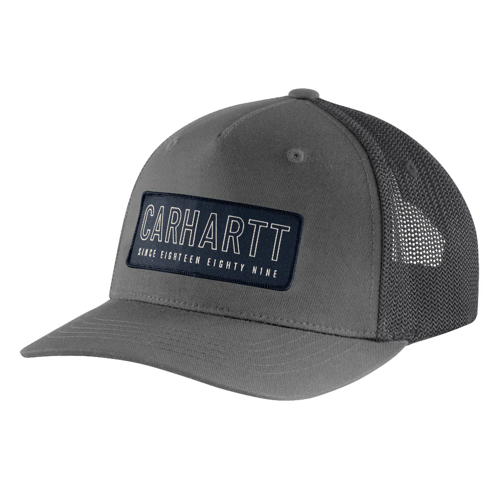 Rugged Flex Canvas Mesh-Back 1889 Patch Cap - E66-Gravel/Navy | Carhartt 106130 - Image 2